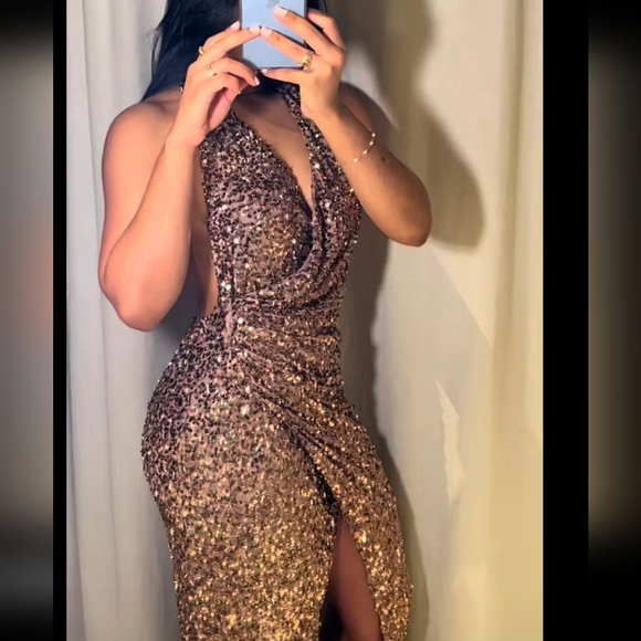 Zara SEQUIN MIDI DRESS Size M - Picture 8 of 16